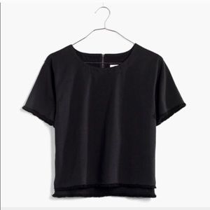 Madewell Black Tee with Fringe